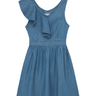 Habitual Girl Ruffled Shoulder Dress in Indigo - Estilo Boutique