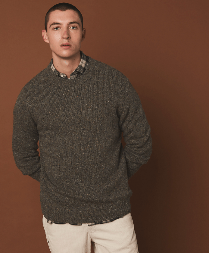 Hartford Donegal Wool Crew Sweater in Taupe - Estilo Boutique