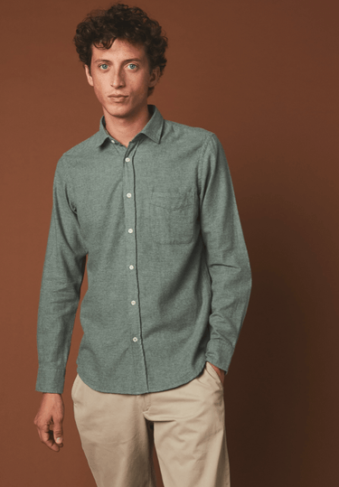 Hartford Flannel Slim-Fit Storm Shirt in Almond - Estilo Boutique