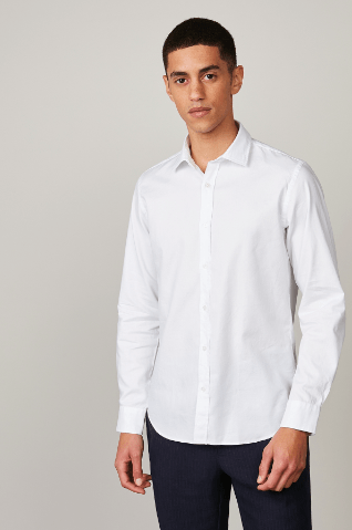 Hartford Slim -Fit Cotton "Pique" Sammy Shirt in White - Estilo Boutique