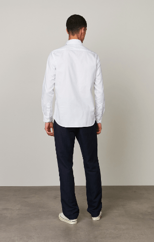 Hartford Slim -Fit Cotton "Pique" Sammy Shirt in White - Estilo Boutique