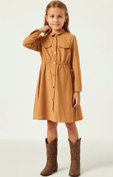Hayden Girls Button Down Cinched Waist Corduroy Dress - Estilo Boutique