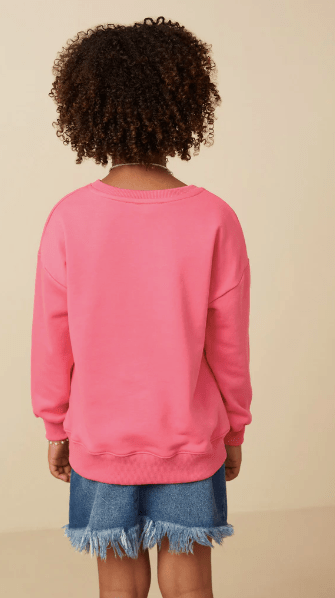 Hayden Girls Love Patched Sweatshirt in Pink - Estilo Boutique