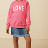 Hayden Girls Love Patched Sweatshirt in Pink - Estilo Boutique