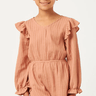 Hayden Girls Ruffle Shoulder Romper in Mauve - Estilo Boutique