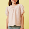 Hayden Girls Seersucker Puff Sleeve Top in Pink - Estilo Boutique