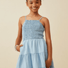 Hayden Girls Smocked Tiered Skirt Denim Tencel Mini Dress - Estilo Boutique
