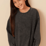 Hayden Girls Tonal Star Patch Washed Sweatshirt in Black - Estilo Boutique