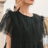 Hunter Bell Heather Top in Onyx Flocked Tulle - Estilo Boutique