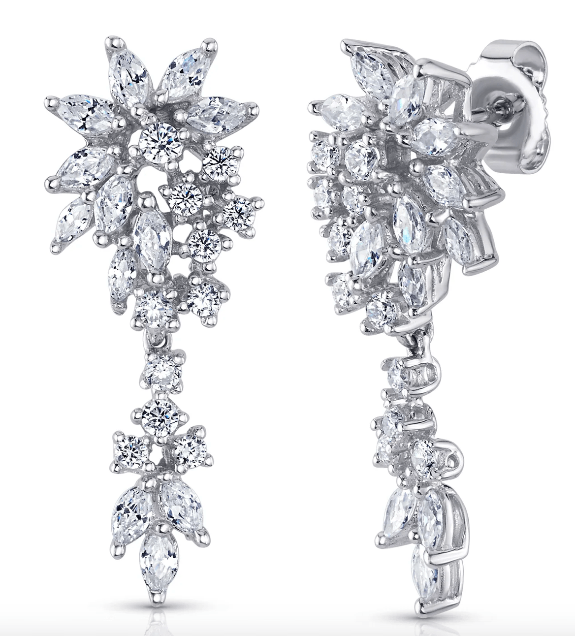 Jen Hansen CZ Cluster Fancy Earrings in Silver - Estilo Boutique