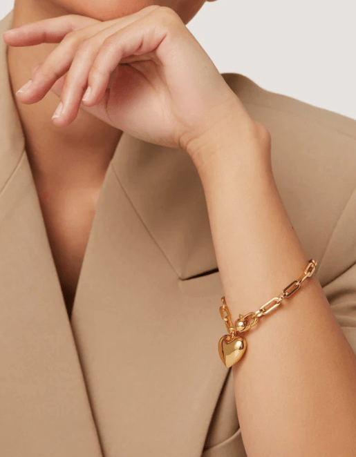 Jenny BIrd Puffy Heart Bracelet in Gold - Estilo Boutique