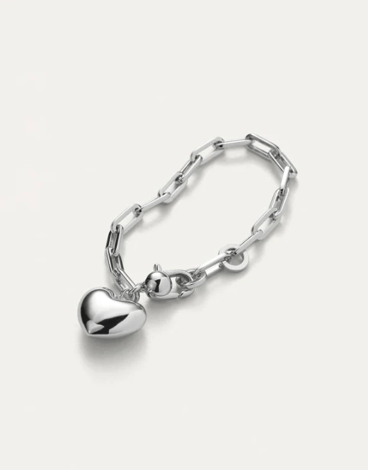 Jenny Bird Puffy Heart Bracelet in Silver - Estilo Boutique
