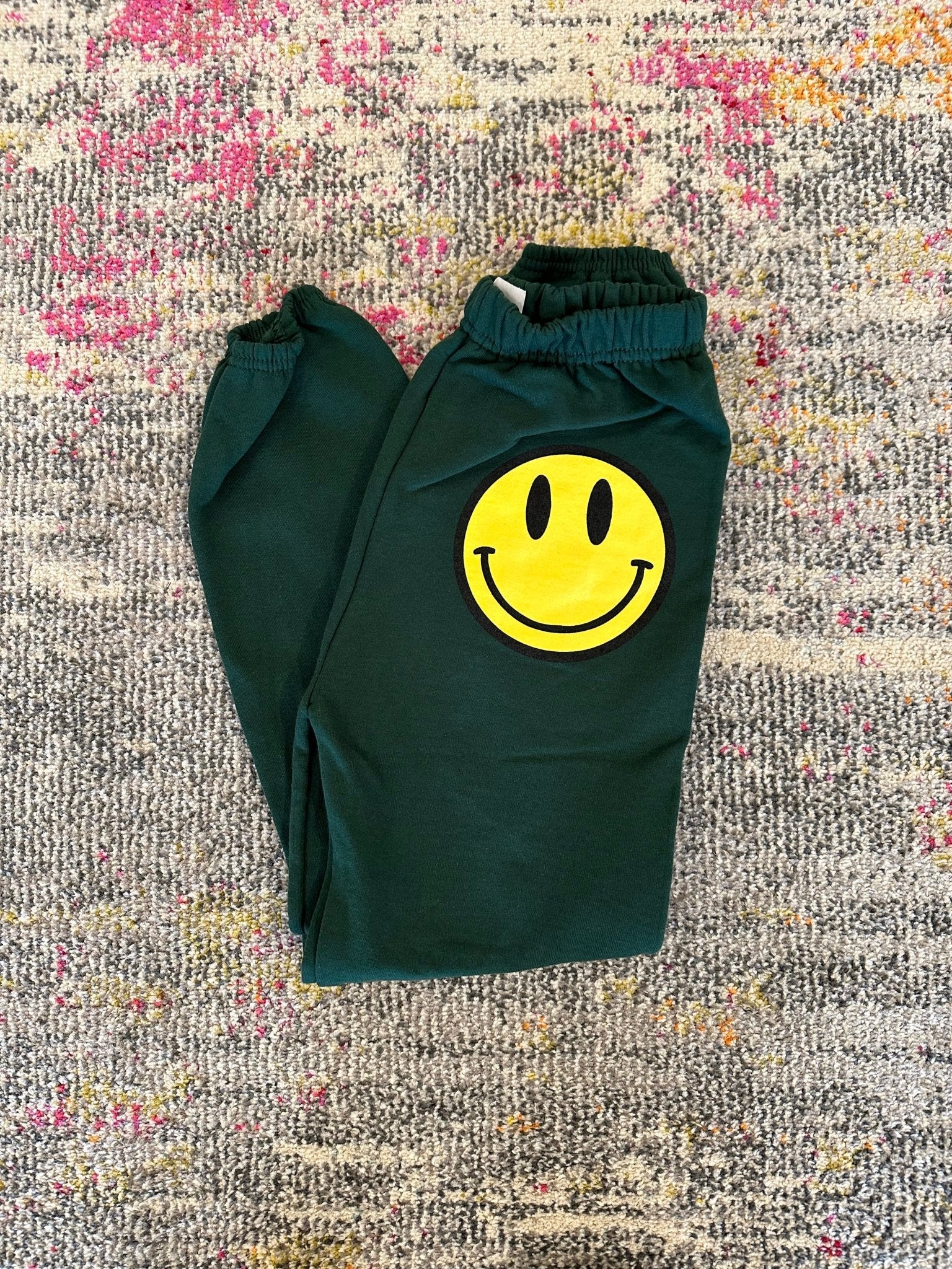 JET Happy Face Sweatpants in Green - Estilo Boutique