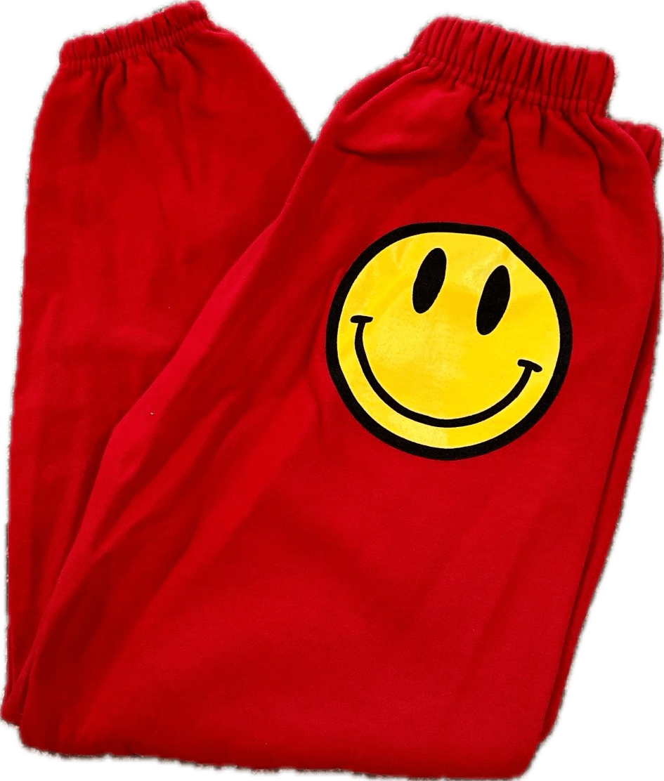 JET Happy Face Sweatpants in Red - Estilo Boutique