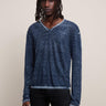 John Varvatos Linen V-Neck Sweater in Navy - Estilo Boutique