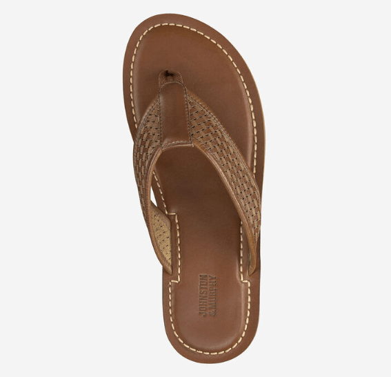 Johnston & Murphy Norris Laser Weave Sandal in Tan Leather - Estilo Boutique