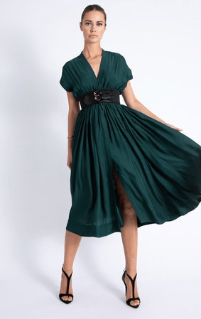 Karina Grimaldi Briar Midi Dress in Green - Estilo Boutique