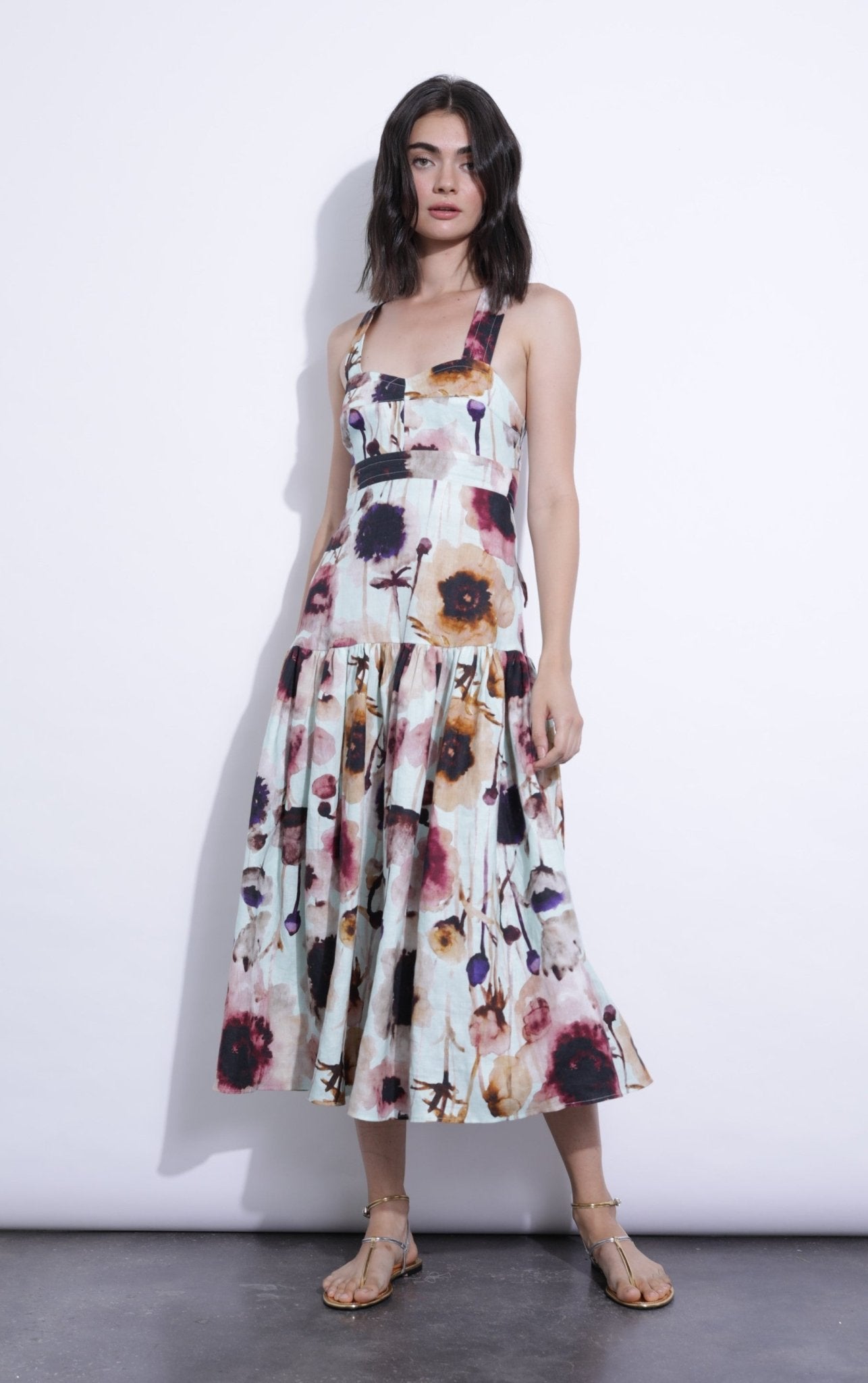 Karina Grimaldi Serena Print Midi Dress in Mint Monet - Estilo Boutique