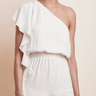 Krisa Ruffle Side Mini Dress in Cream - Estilo Boutique