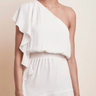 Krisa Ruffle Side Mini Dress in Cream - Estilo Boutique