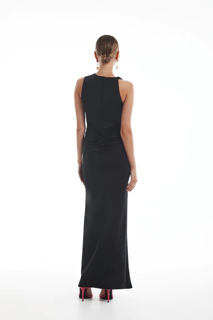 Krisa Twist Shoulder Maxi in Black - Estilo Boutique