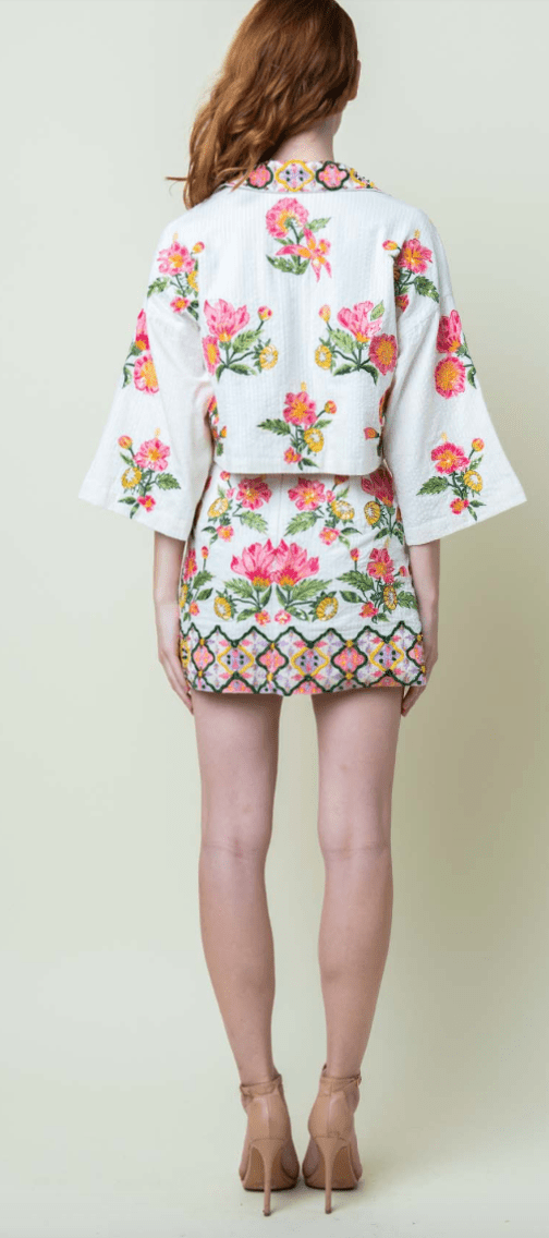 La Fuori Coqui Embroidered Skirt in White - Estilo Boutique