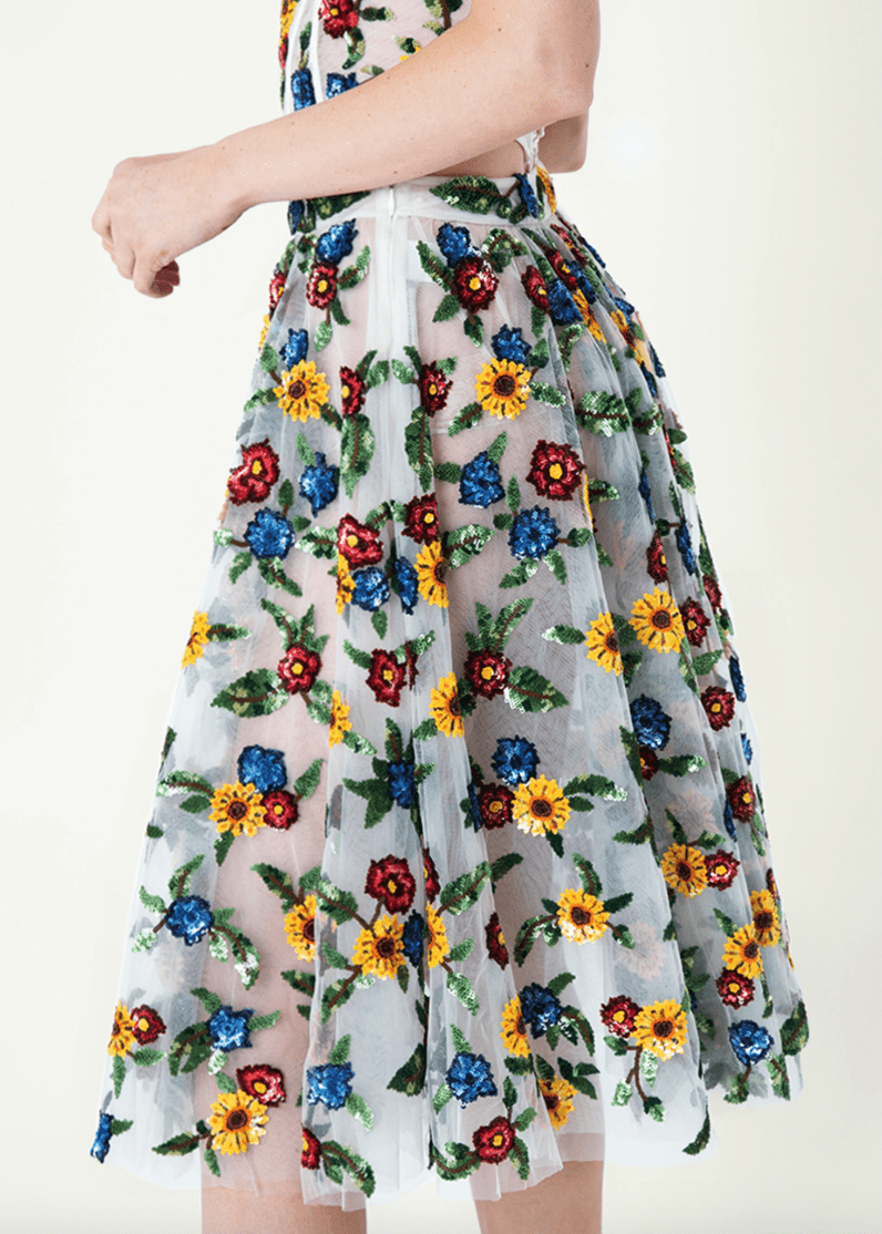 La Fuori Gardenia Embroidered Skirt in Floral - Estilo Boutique