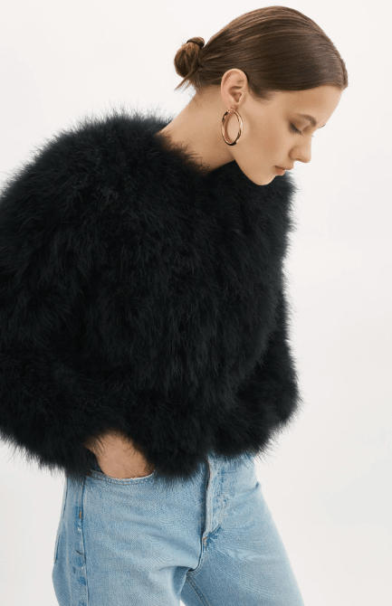 Lamarque Deora Feather Jacket in Black - Estilo Boutique