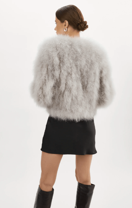 Lamarque Deora Feather Jacket in Light Grey - Estilo Boutique