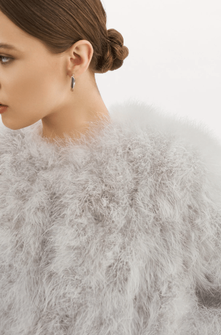 Lamarque Deora Feather Jacket in Light Grey - Estilo Boutique