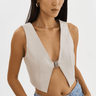 Lamarque Estrella Leather Vest Top in Bone - Estilo Boutique