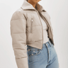 Lamarque Livia Leather Puffer Jacket in Oat - Estilo Boutique