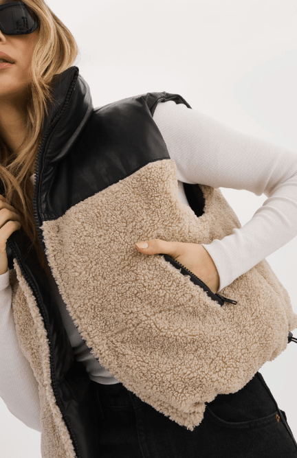 Lamarque Melicia Reversible Puffer Vest in Black/Ecru - Estilo Boutique