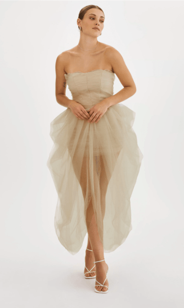 Lamarque Pixie Tulle Dress in Light Beige - Estilo Boutique