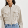 Lamarque Xaia Faux Leather Convertible Bomber Jacket in Bone - Estilo Boutique