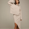 Lanston High Low Skirt in Oat - Estilo Boutique