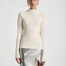 Lanston Ribbed Mock Neck Top in Off White - Estilo Boutique
