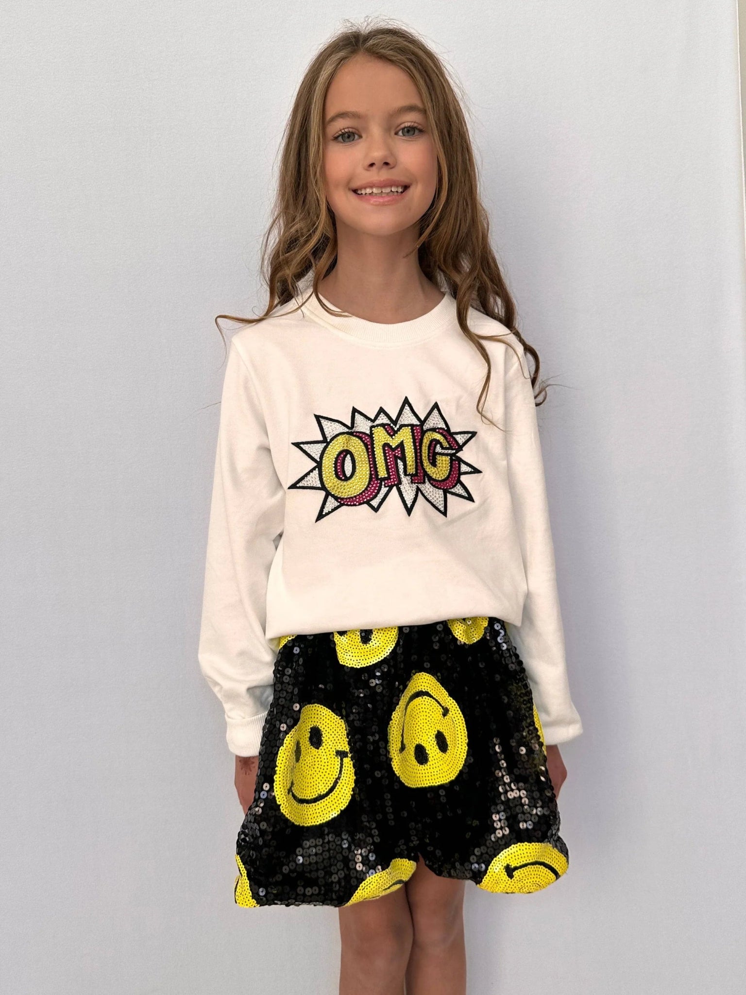 Lola and the Boys Don't Worry Be Happy Skirt in Black - Estilo Boutique
