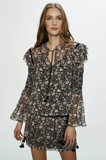 Love Sam Joyous Floral Fit & Flare Sleeve Top - Estilo Boutique