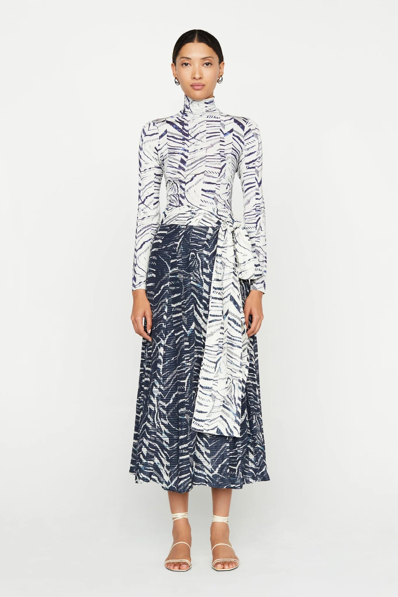 Marie Oliver Estine Wrap Skirt in Indigo Zebra - Estilo Boutique