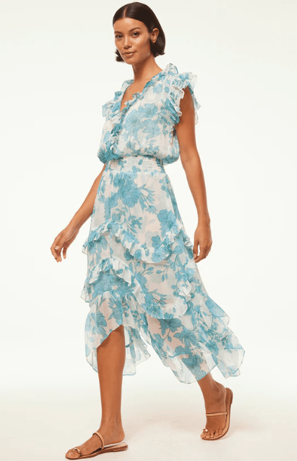 Misa Dakota Dress in Turquoise Flora - Estilo Boutique