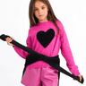 Molly Bracken Heart Print Pullover in Fuschia - Estilo Boutique