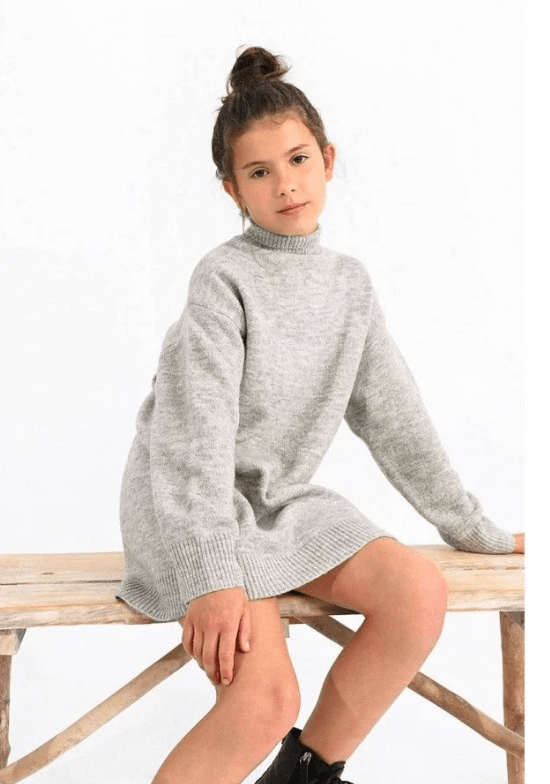 Molly Bracken Soft Knit Sweater Dress in Ash Grey - Estilo Boutique