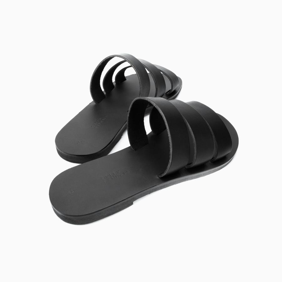 Monastiraki Argos Slides in Black - Estilo Boutique