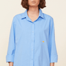 Monrow Poplin Button Down in Sea Blue - Estilo Boutique