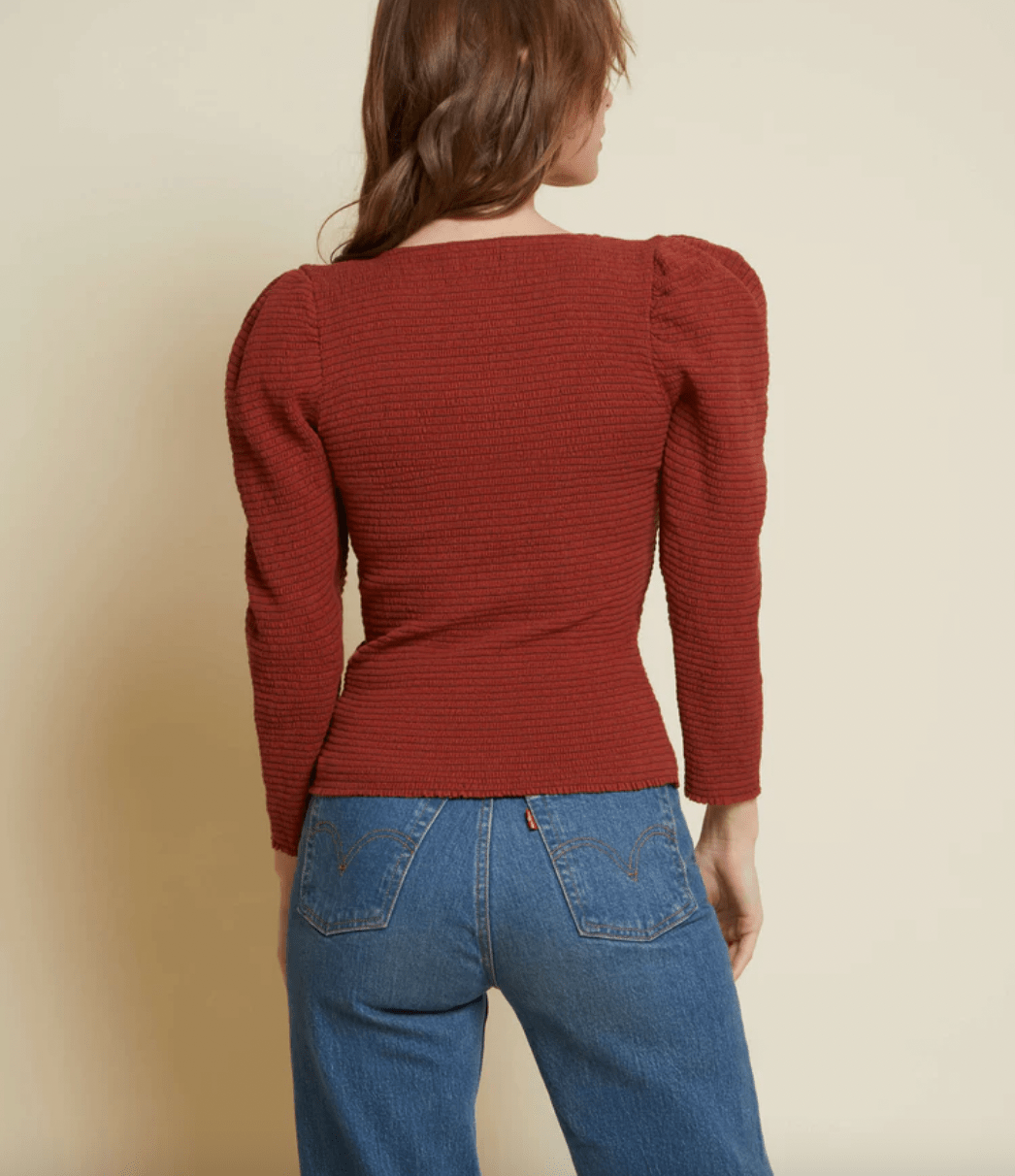 Nation Alexandra Long Sleeve Top in Red Clay - Estilo Boutique
