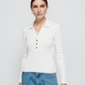 Nation Harve Snap Polo in White - Estilo Boutique
