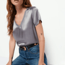 Nation June V Neck Tee in Smoke - Estilo Boutique