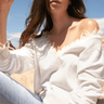 Nation Ltd Darcy Exaggerated Boxy V in Ivory - Estilo Boutique