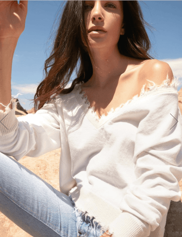 Nation Ltd Darcy Exaggerated Boxy V in Ivory - Estilo Boutique